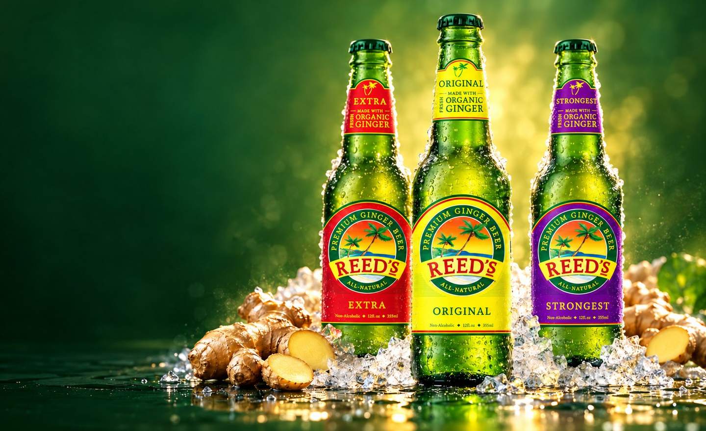 Reed's ginger beer bottles