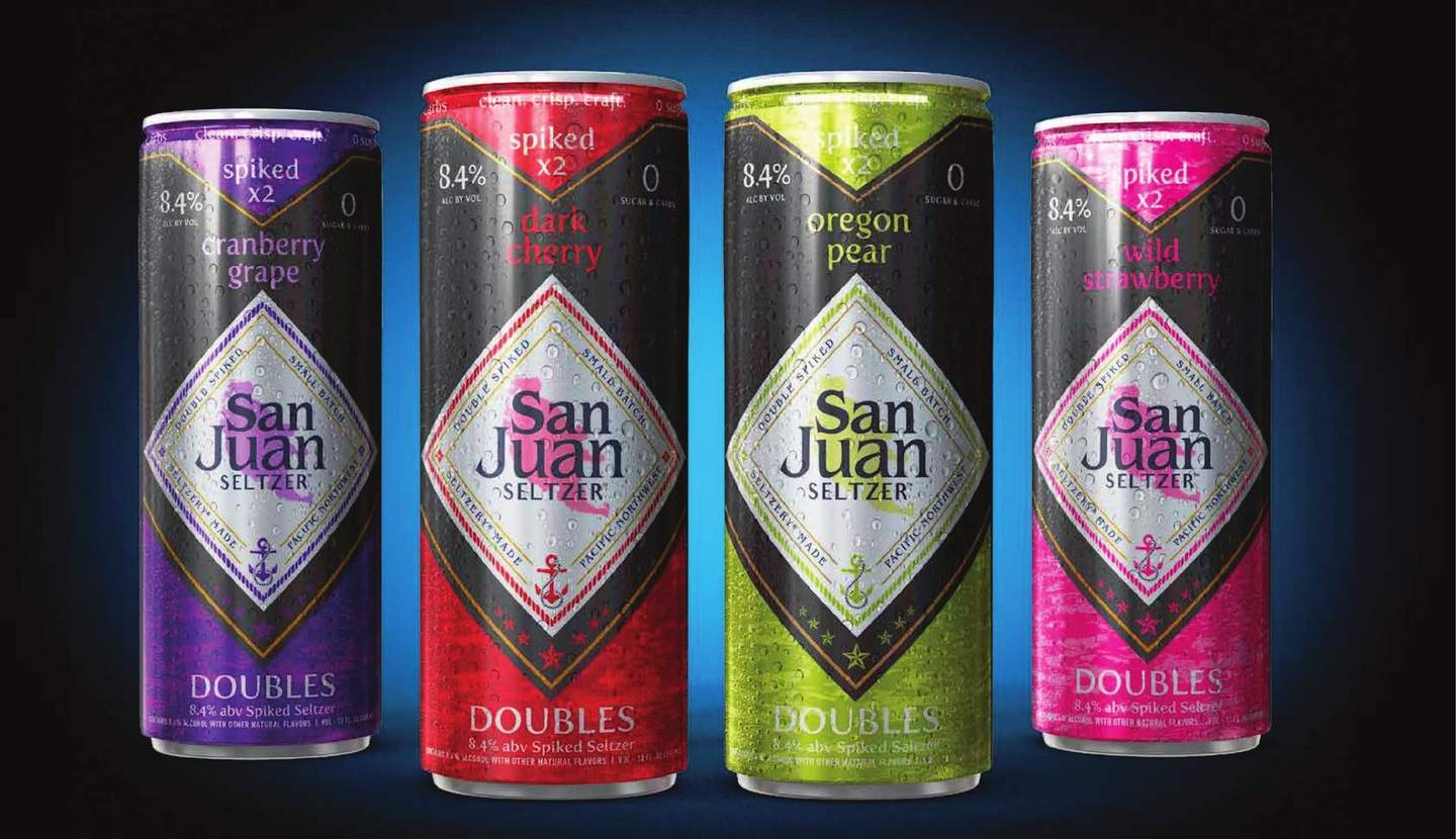 Second wave of Doubles cans, Cranberry Grape, Dark Cherry, Oregon Pear and Wild Strawberry