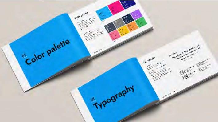 Zipfizz brand book color and typography spreads