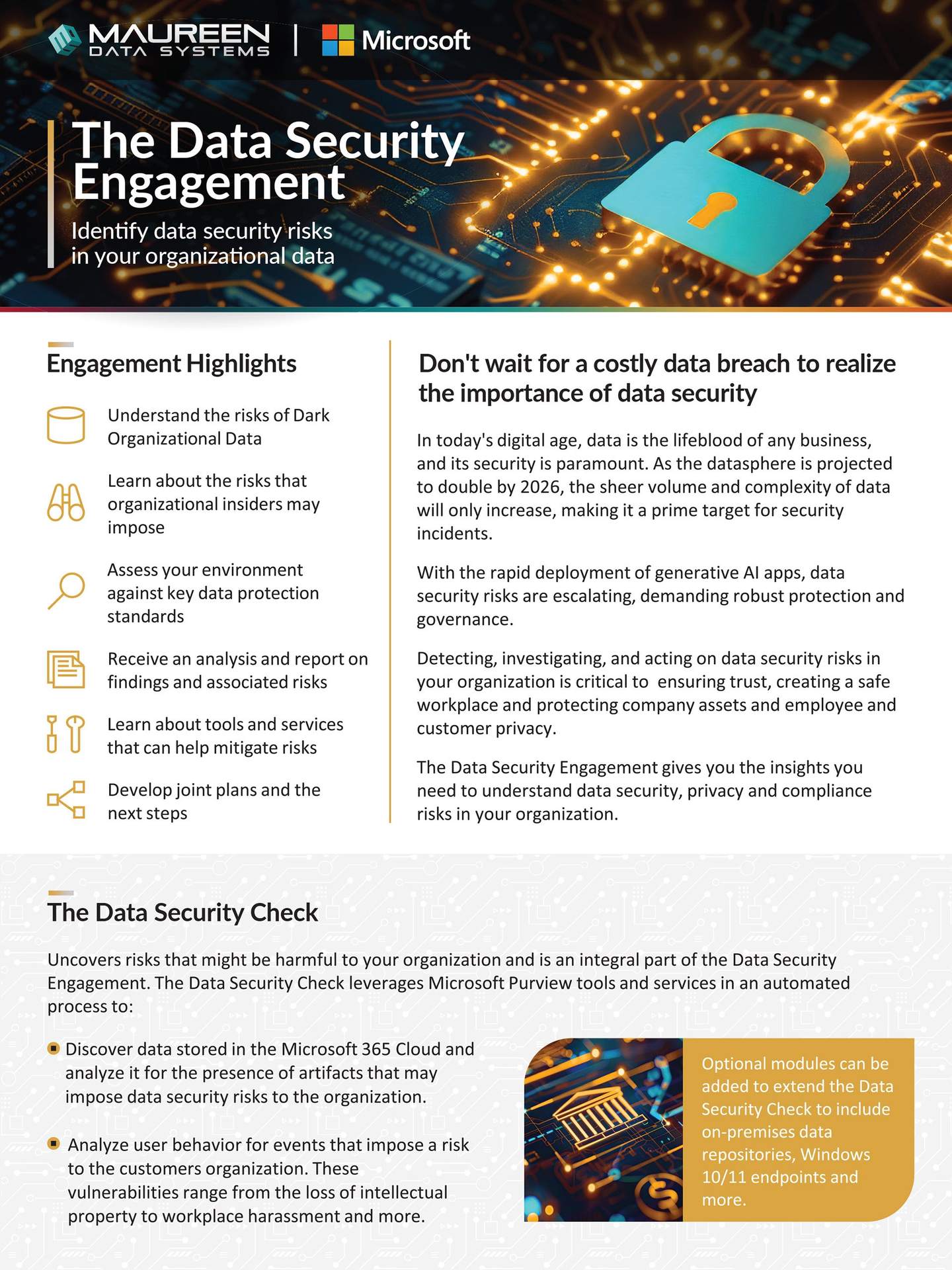 Data Security Engagement sheet, front