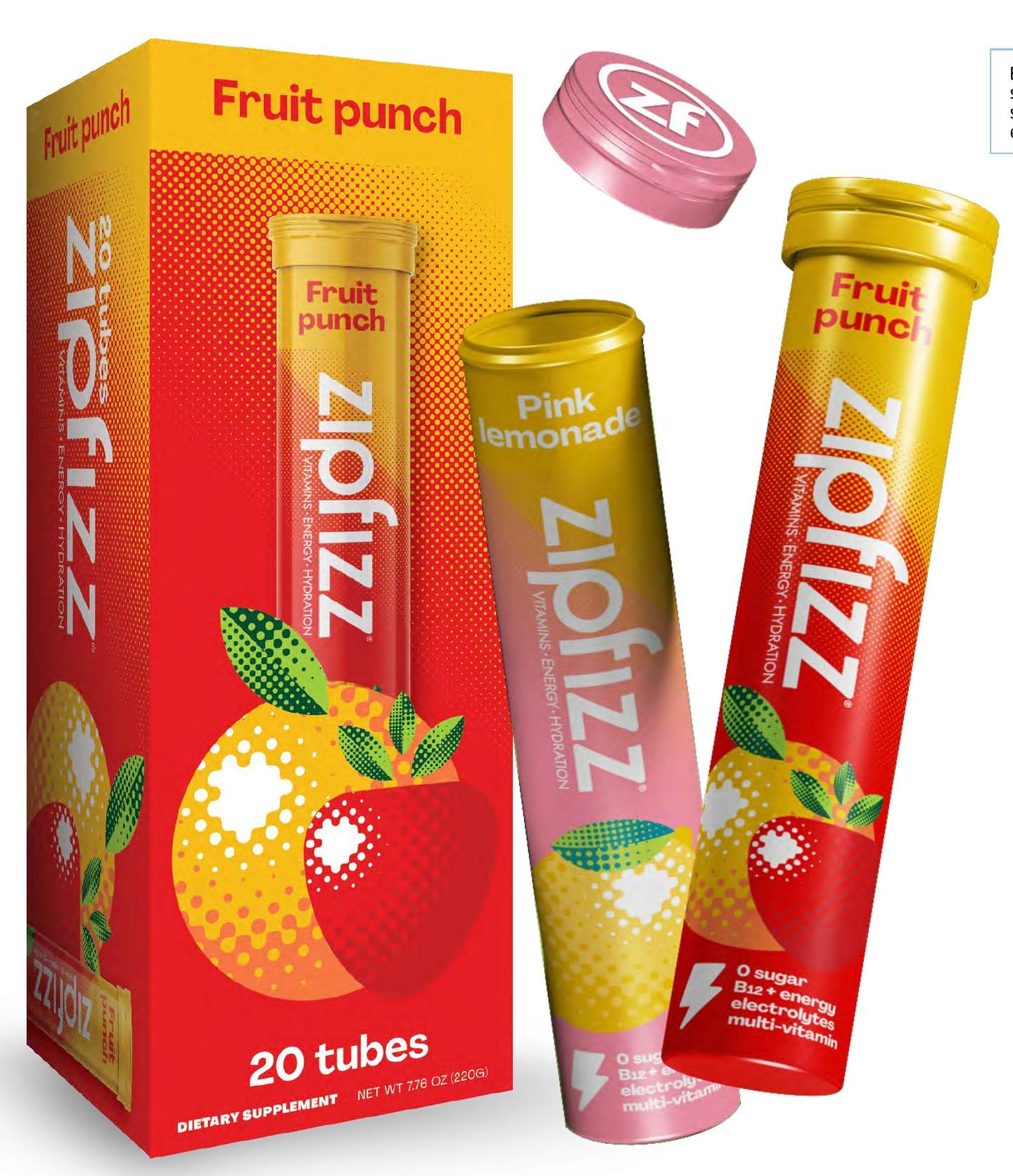 Zipfizz Fruit Punch carton and tubes