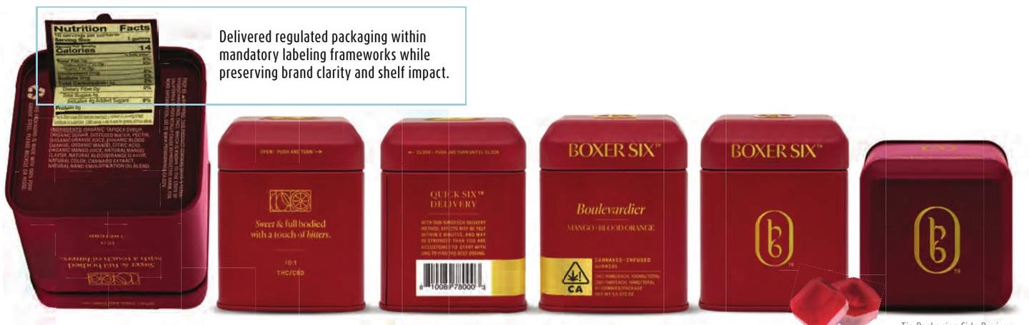 Tin side panels with warnings and nutrition facts