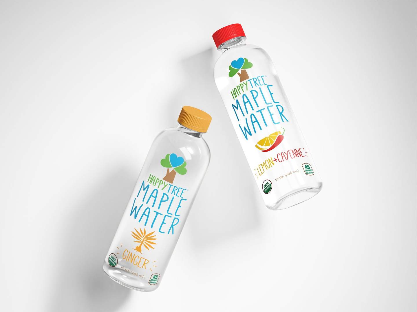 Happy Tree Maple Water Lemon and Ginger bottles