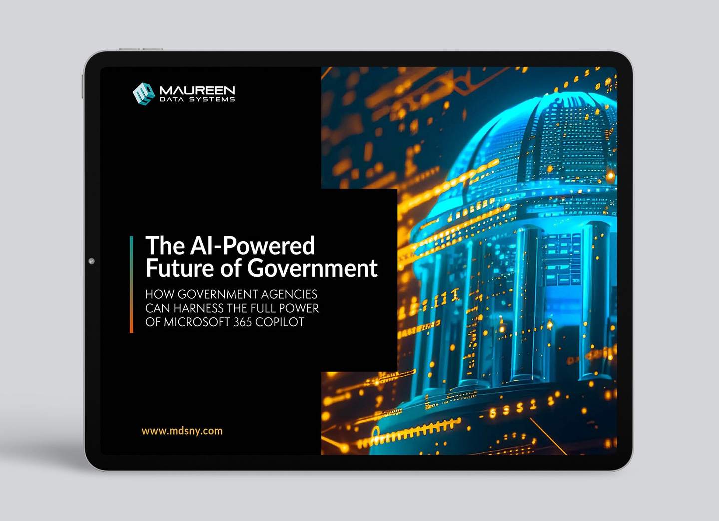 The AI Powered Future of Government eBook on a tablet