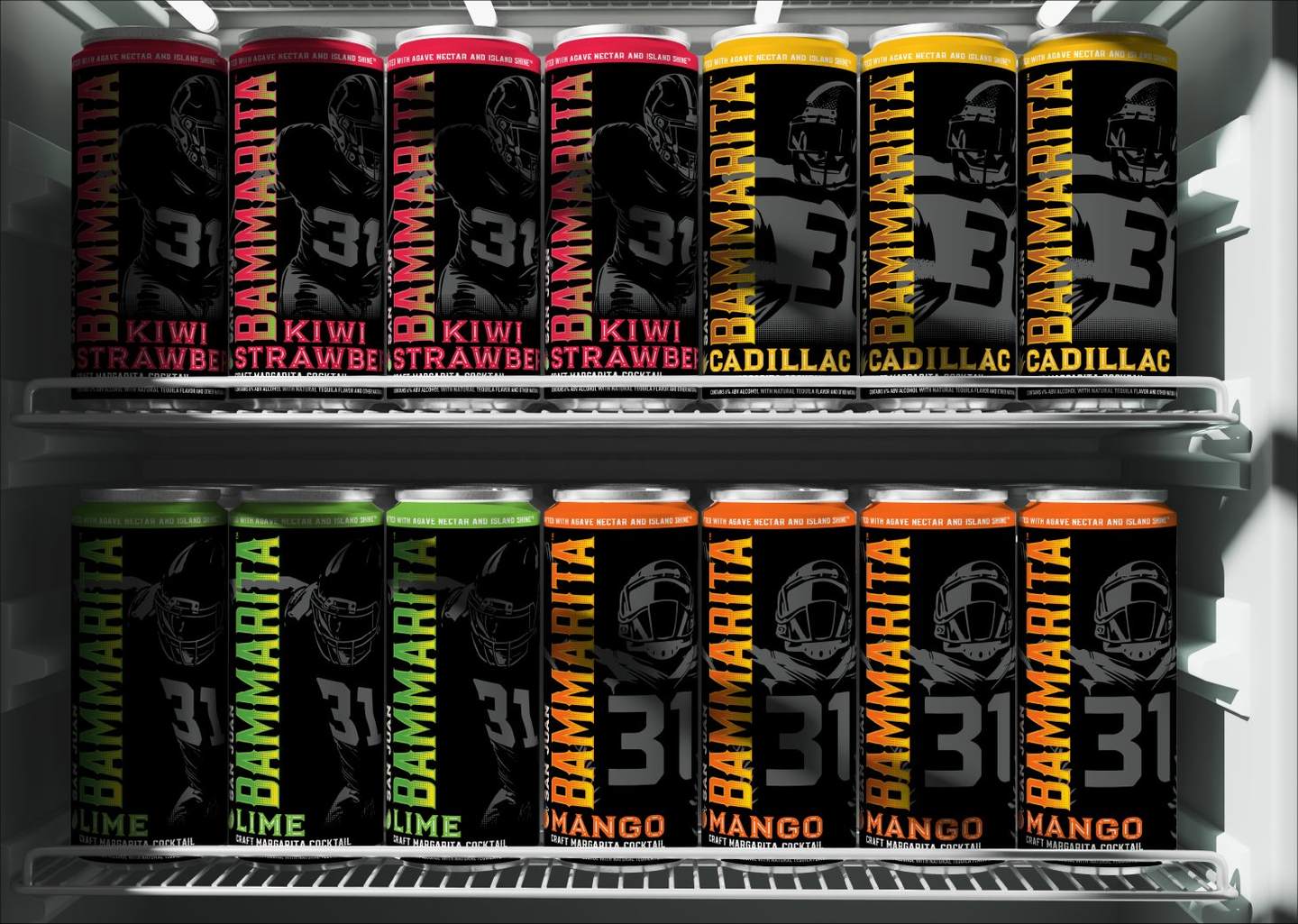 Bammarita cans in a retail cooler