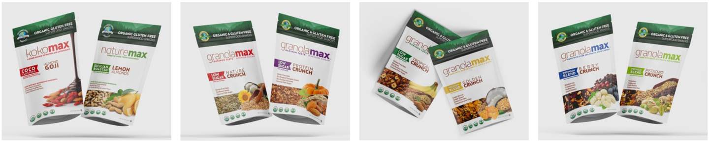 Kokomax, Naturemax and Granolamax pouch pairs