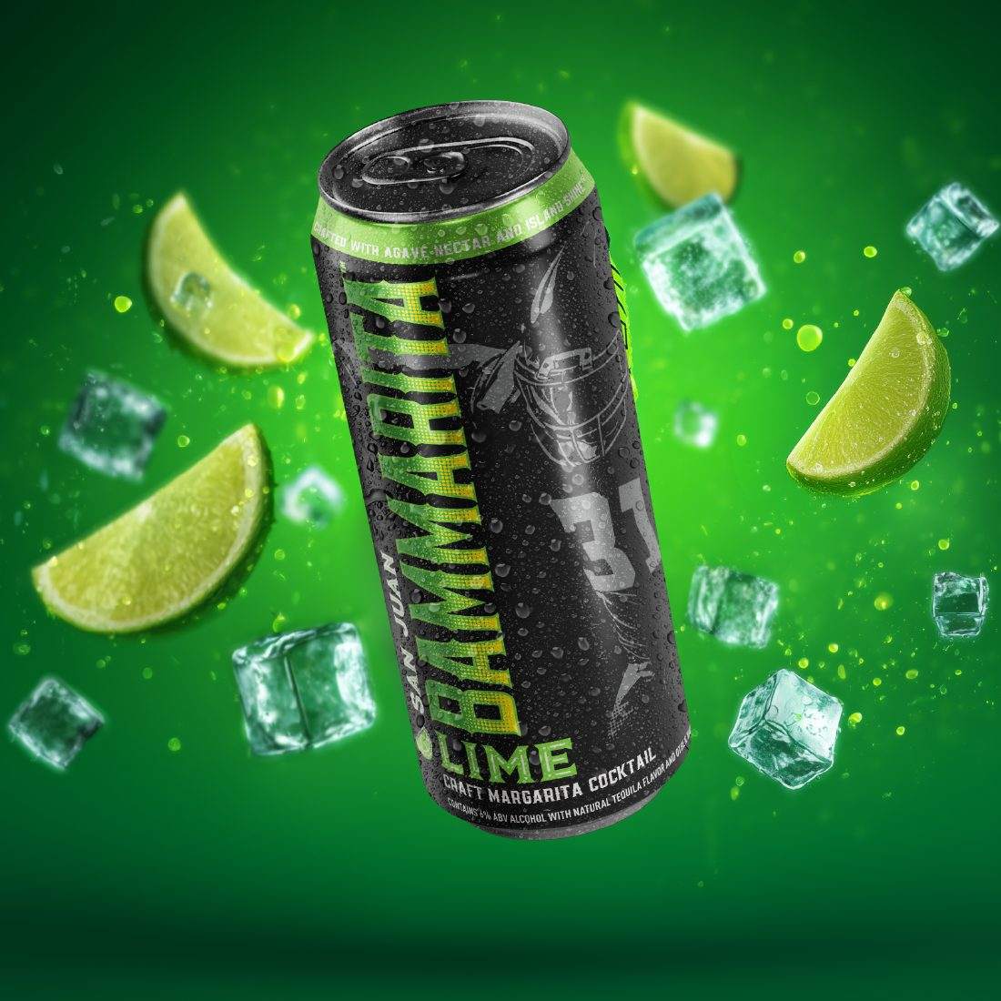 Bammarita Lime can with limes and ice
