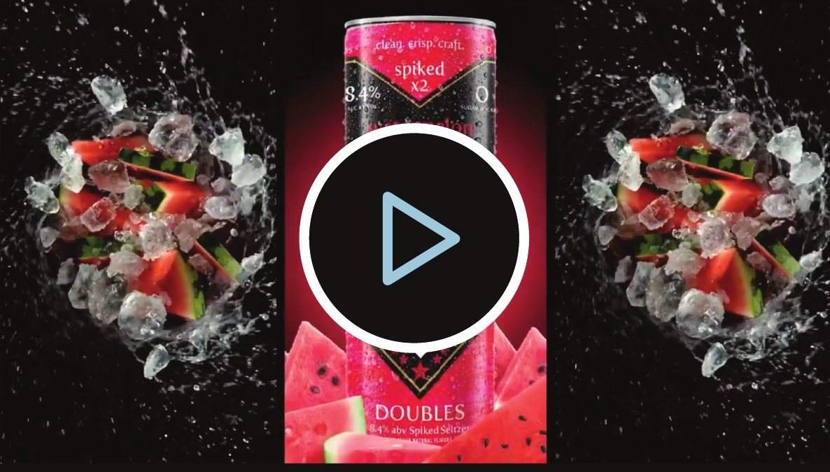Doubles launch spot, Watermelon can with fruit and ice