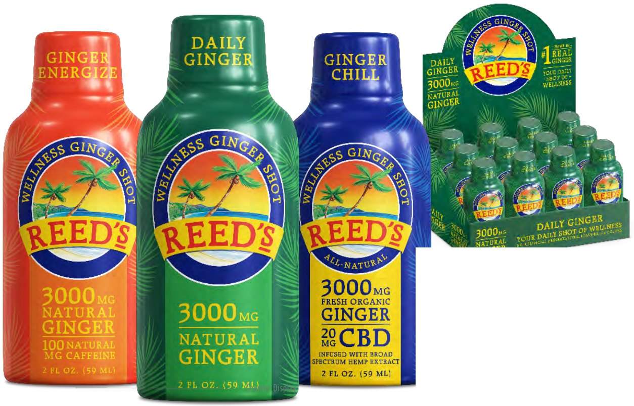 Reed's wellness ginger shots and the Daily Ginger PDQ display