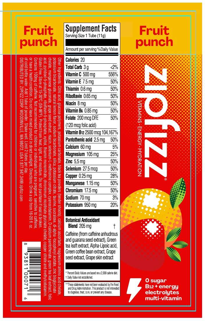 Zipfizz Fruit Punch tube label dieline