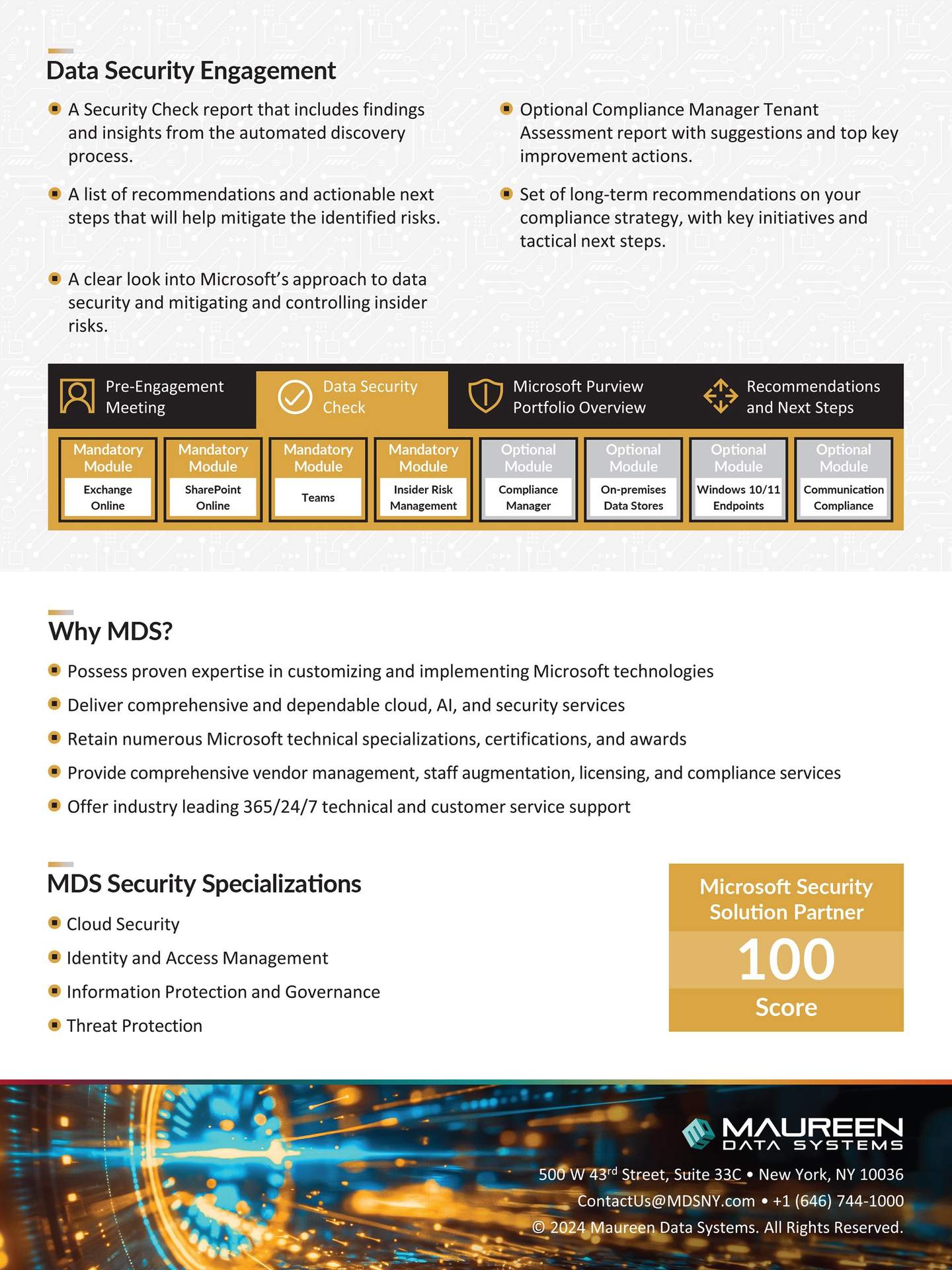 Data Security Engagement sheet, back