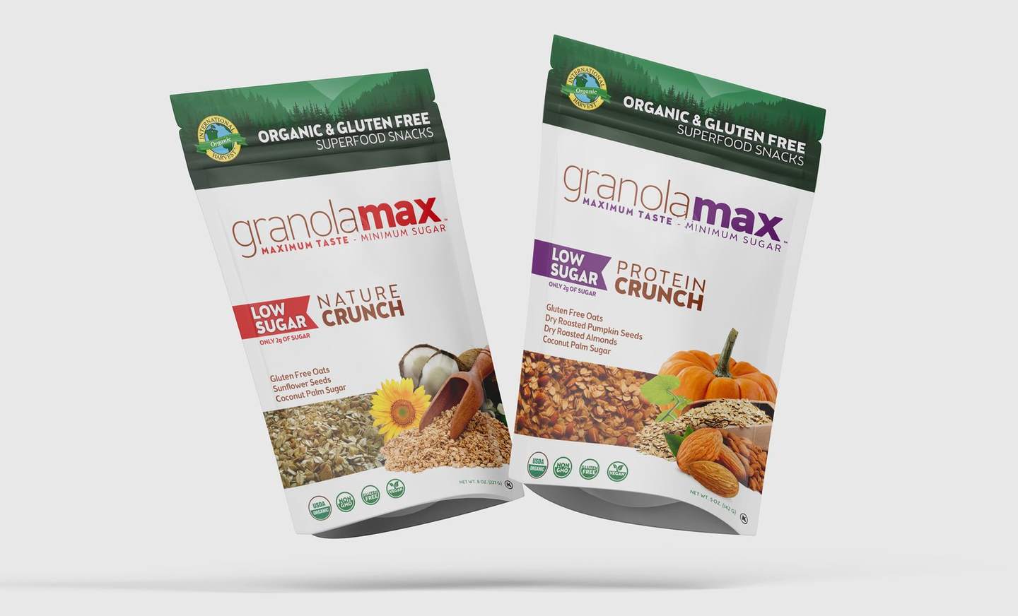 Nature and Protein Crunch pouches