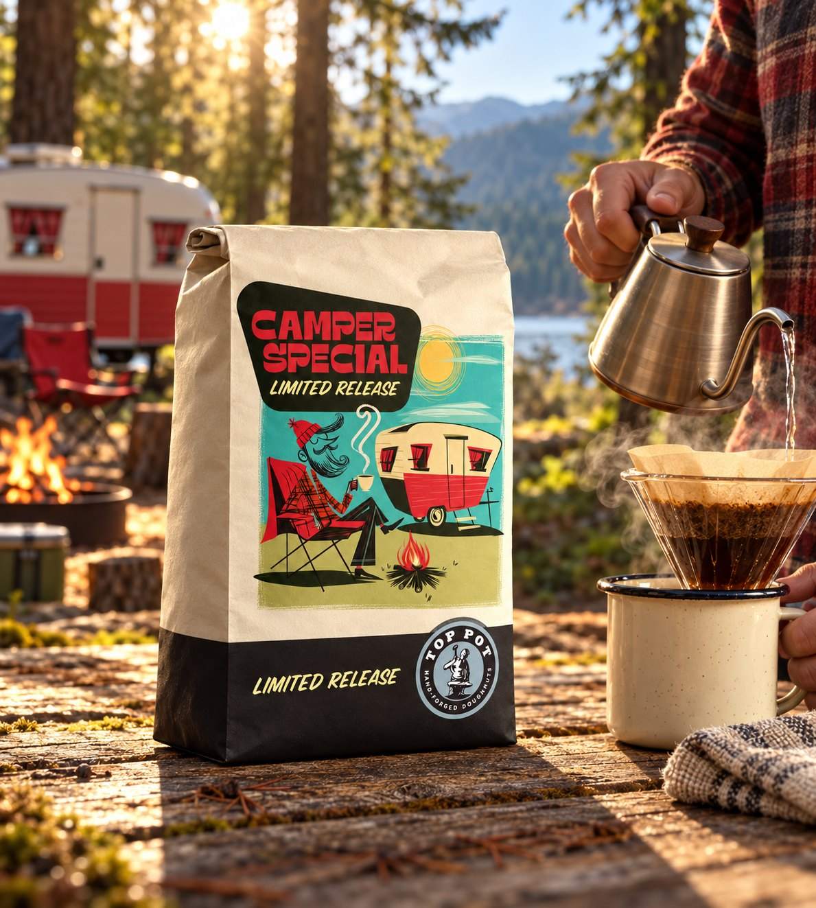 Camper Special limited release bag concept at a campsite